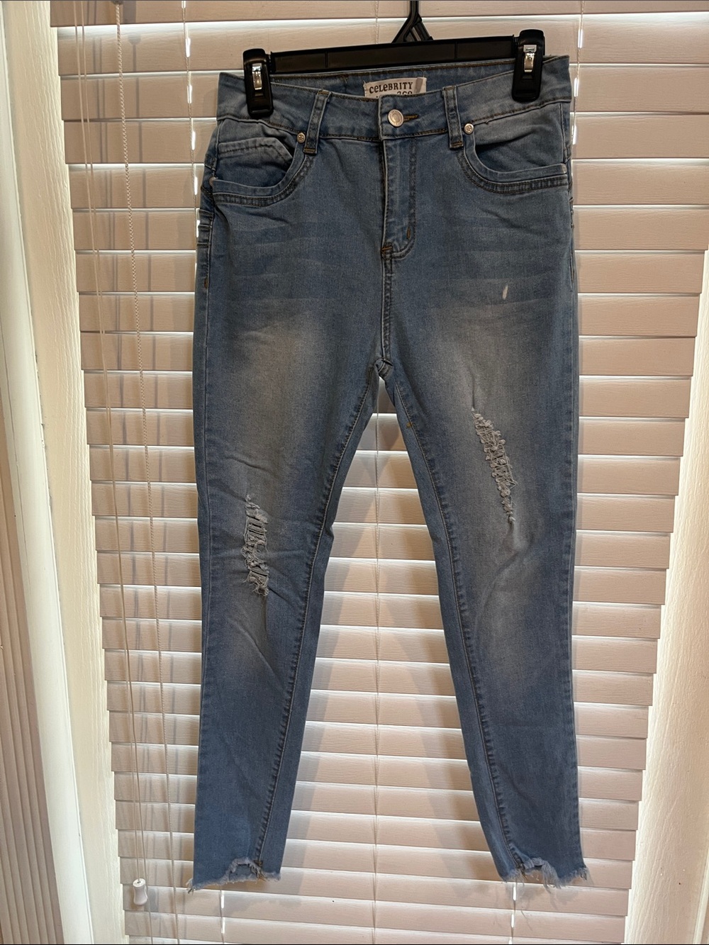 Celebrity Pink Light Blue Ripped Skinny Jeans